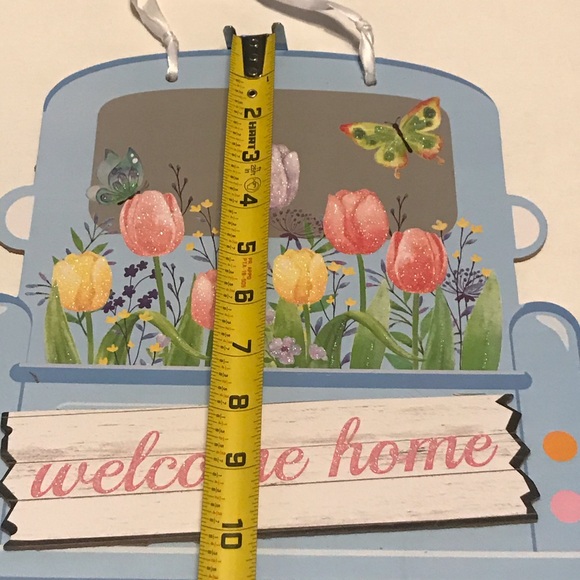 Welcome Floral Blue Truck Hanging Wall Sign Set - Picture 15 of 16